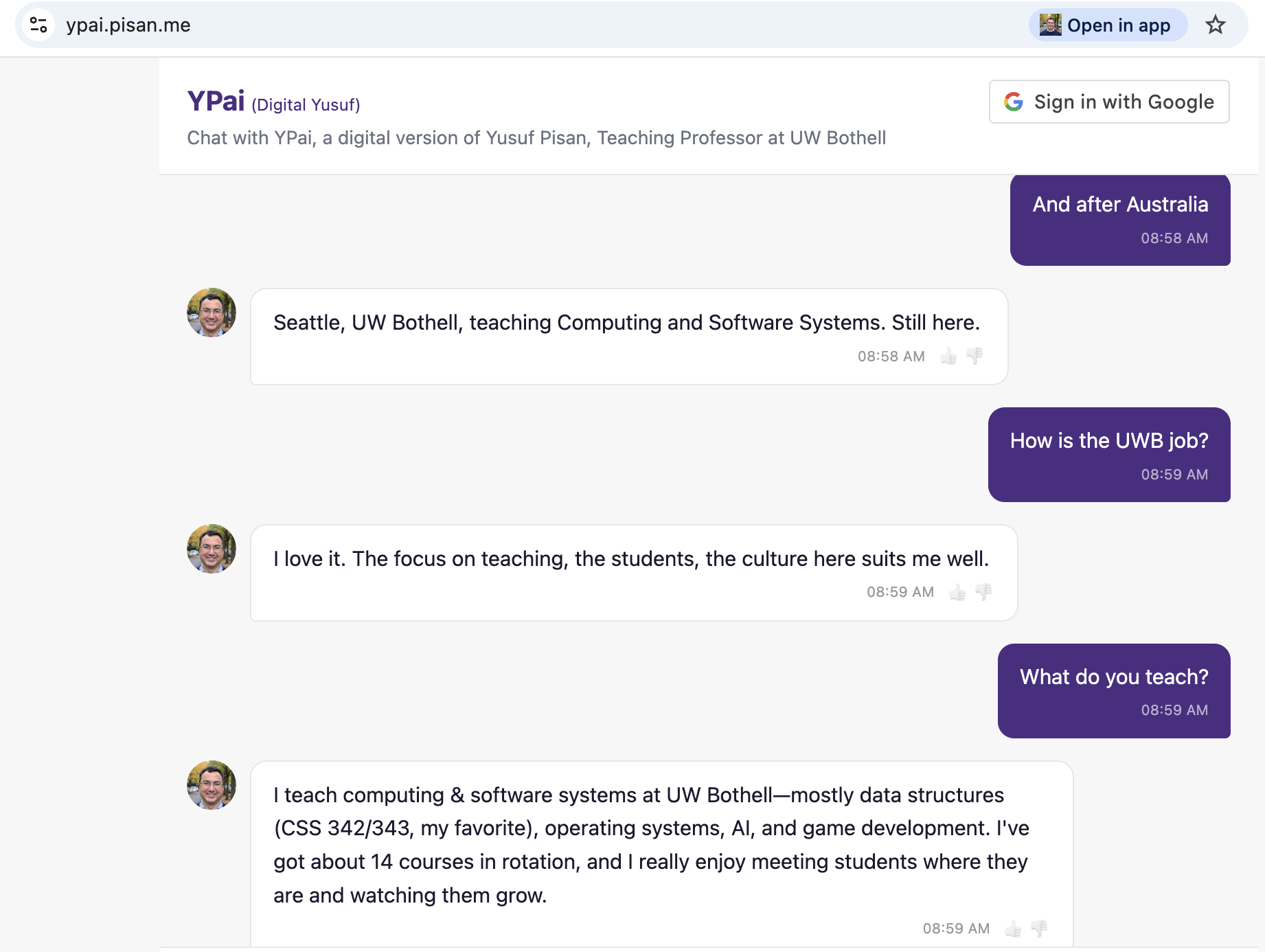 YPai answering about UW Bothell and what it teaches.